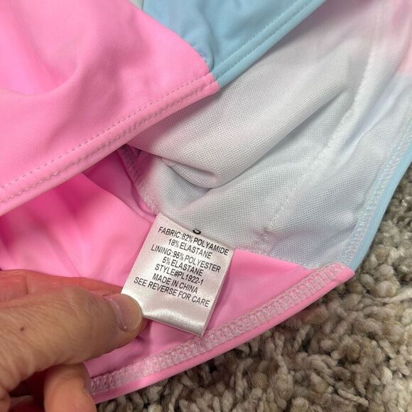 Pink Lily Women’s Pink Multi Bikini Zip Top Size Small NEW - Picture 4 of 5